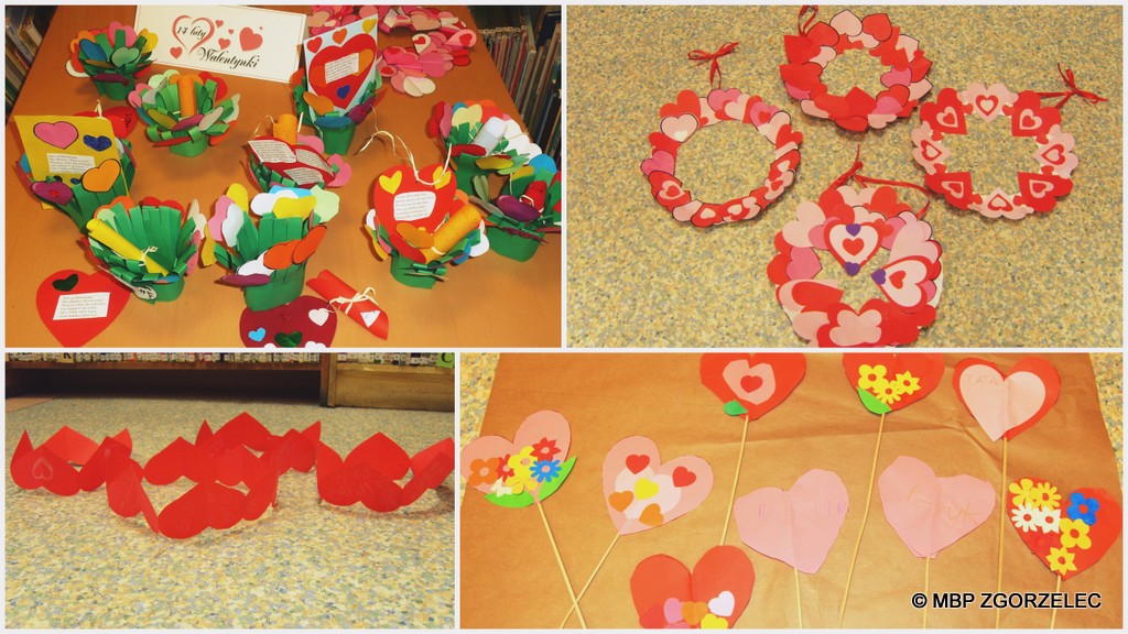 Prace plastyczne wykonane przez dzieci z okazji Dnia Zakochanych