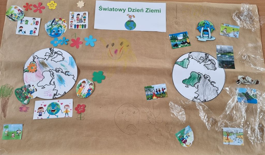 Plakat wykonany przez dzieci z okazji Dnia Ziemi.