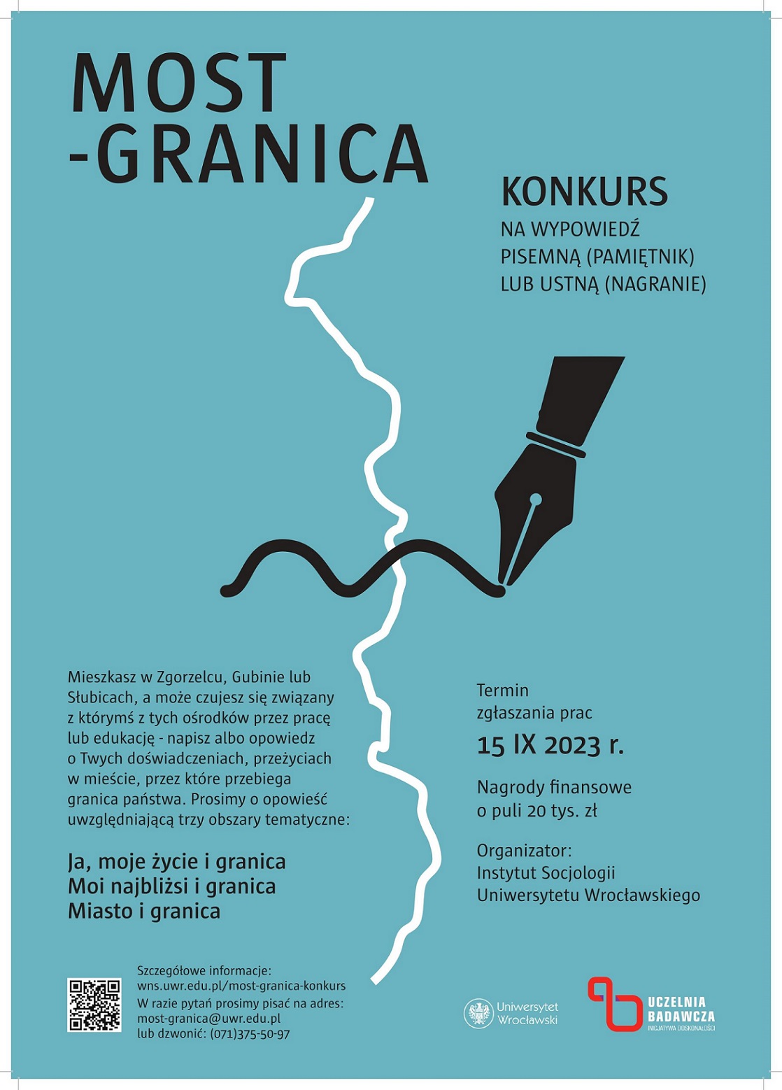 Plakat promujący konkurs na pamiętnik „Most-granica”.