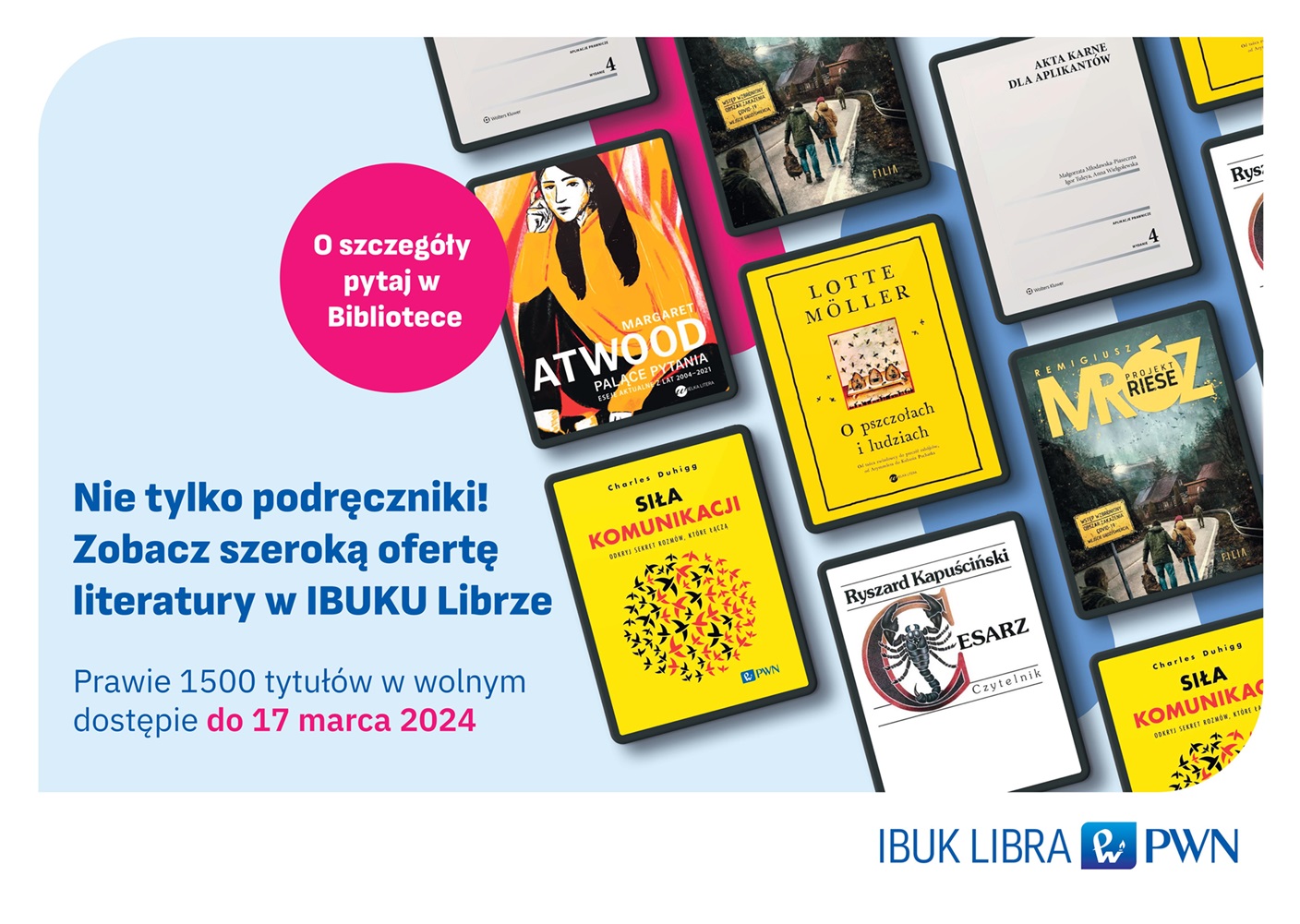 Grafika promująca IBUK Librę. Grafika jest odnośnikiem do wpisu "Prezent od IBUK Libra z okazji Tygodnia E-Książki".