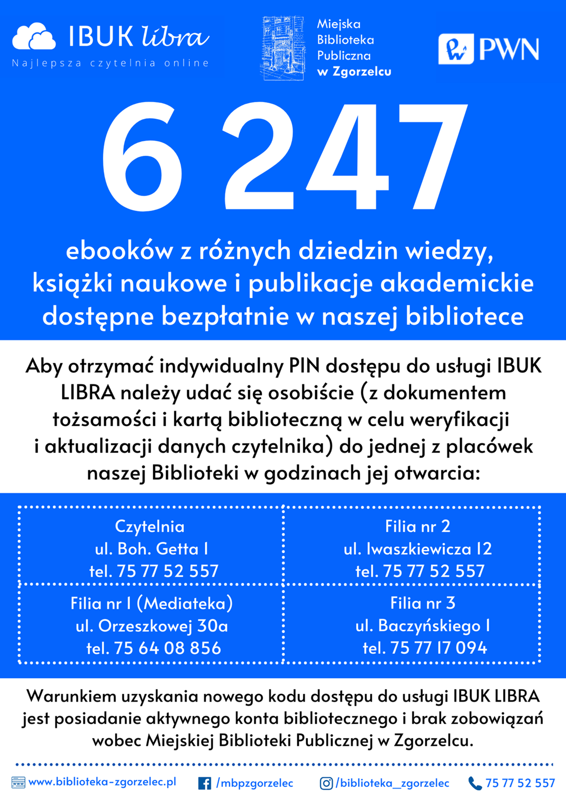 Plakat promujący usługę IBUK Libra. Plakat jest odnośnikiem do wpisu "Darmowy dostęp do ebooków na platformie IBUK Libra".
