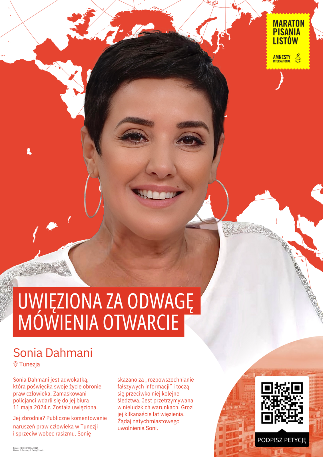 Maraton Pisania Listów. Sonia Dahmani (Tunezja): Uwięziona za odwagę mówienia otwarcie. Maraton Pisania Listów. Sonia Dahmani (Tunezja): Uwięziona za odwagę mówienia otwarcie.