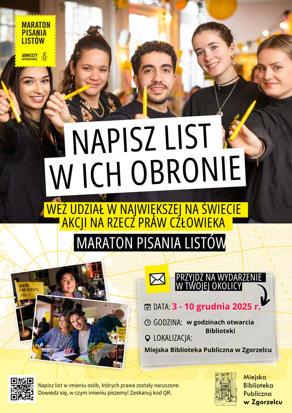 Plakat promujący Maraton Pisania Listów 2025. Plakat promujący Maraton Pisania Listów 2025.